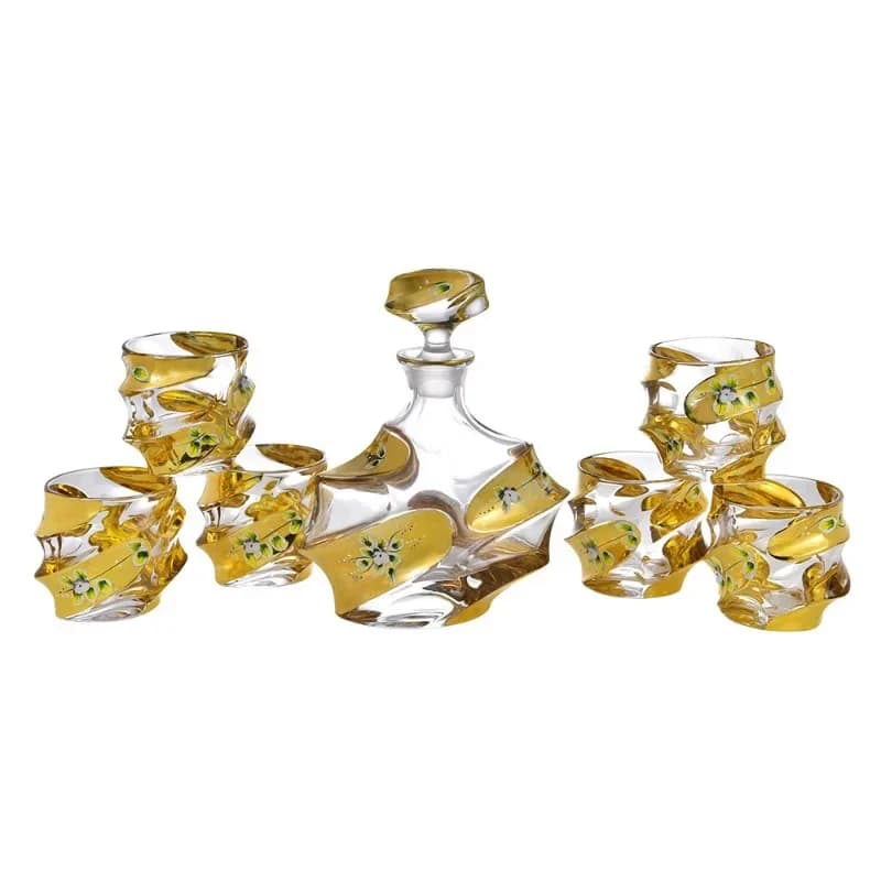 Enamel flower craft whiskey glass bottle