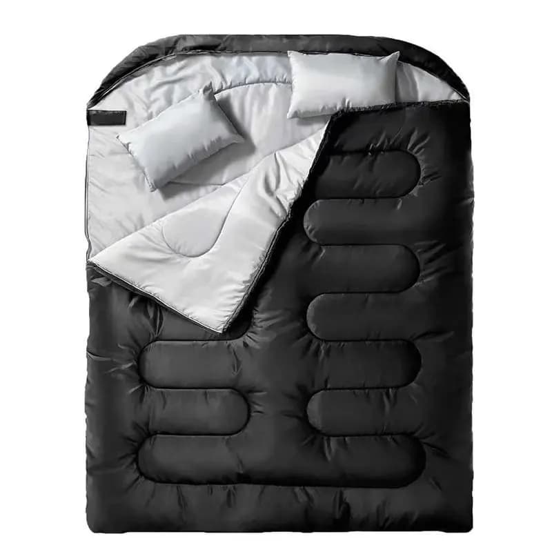 Dual-Use Detachable Outdoor Sleeping Bag Adults Waterproof Cold-Proof Thickened Hollow Fiber Polyester Envelope Design 2-Person