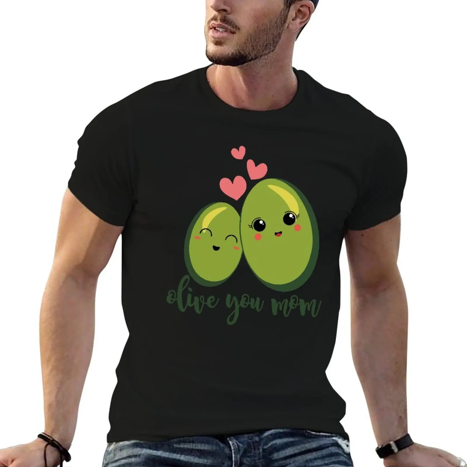 Olive You Mom T-Shirt man clothes custom t shirt clothes for men
