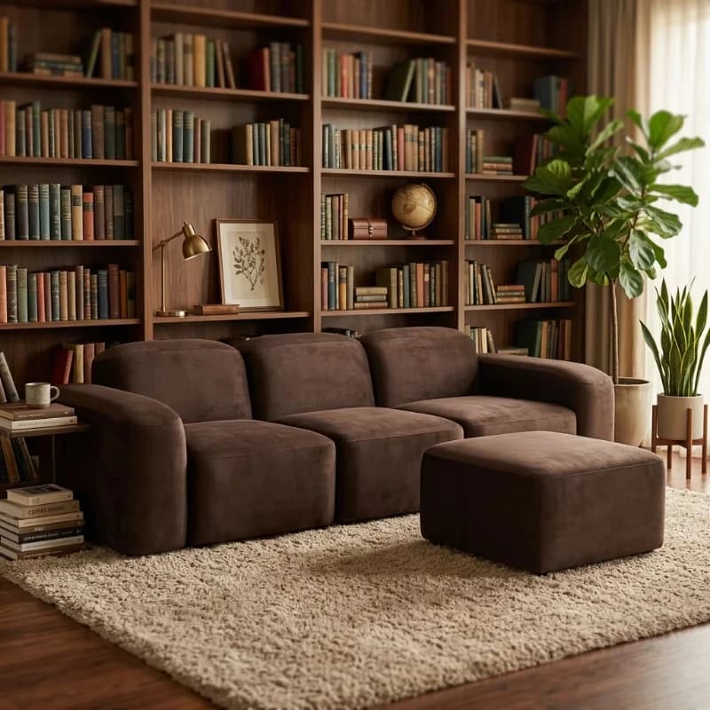 Nordic design three-module deck chair tufted sofa reclining wooden frame sponge fabric set living room hotel restaurant villa us
