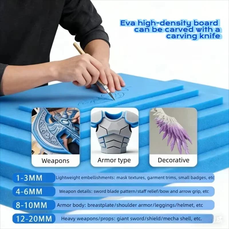 1pc 38 Degrees Blue EVA Foam Pad Thickness 3/5/10/15mm EVA Foam Sheets Thick EVA Rubber Board Handmade Model Making Cosplay