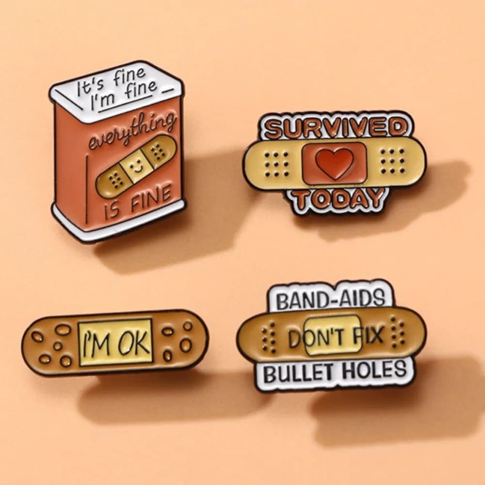 Cartoon Bandage Pin Metal Badge Motivational Lettering Cloth Decoration Accessory Multifunctional Anti Slip  Alloy Pins Crafts