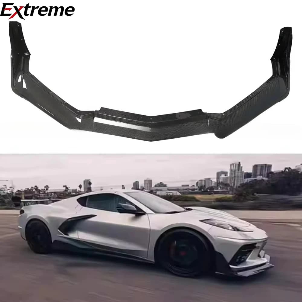 Wholesale 7 Pcs ZR1 ZTK Style Carbon Fiber Front Lip  for Chevrolet Corvette C8 Front Lip