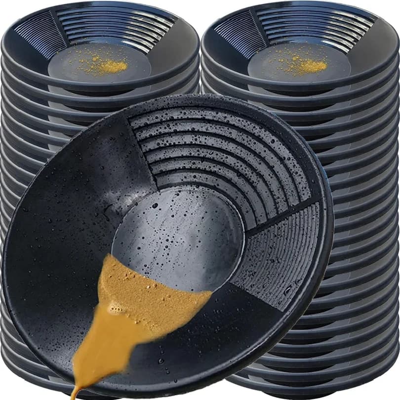 Gold Pan Black Sieve Bowl Golds Pan Mining Tool Plastic Bowl Prospecting River Wash Gold Panning Equipment Metal Detection Tool