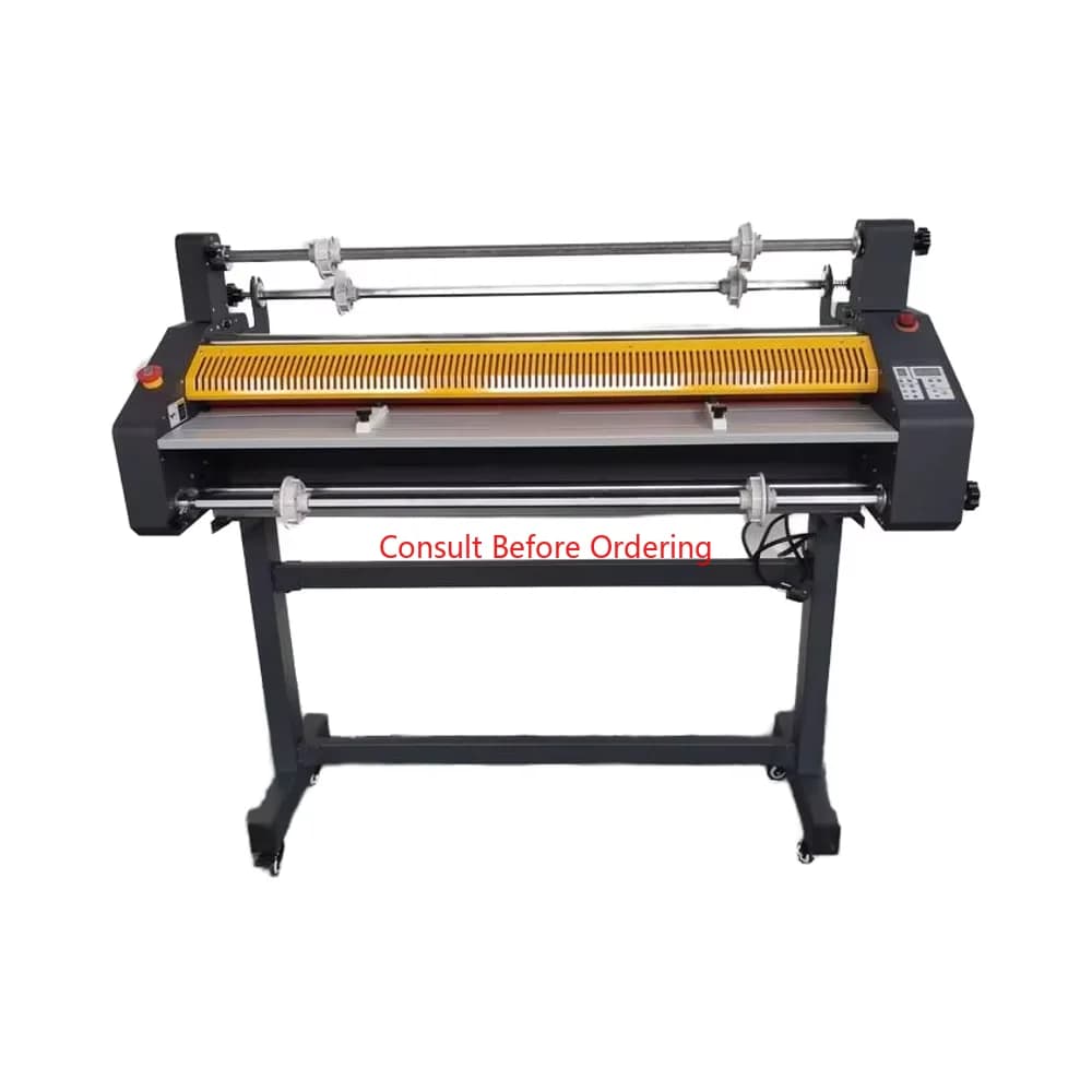 FM-1100 Wide Format Manual Electric 1050mm Roll Laminator Machine For Advertising Posters Hot Cold Wood Metal Glass