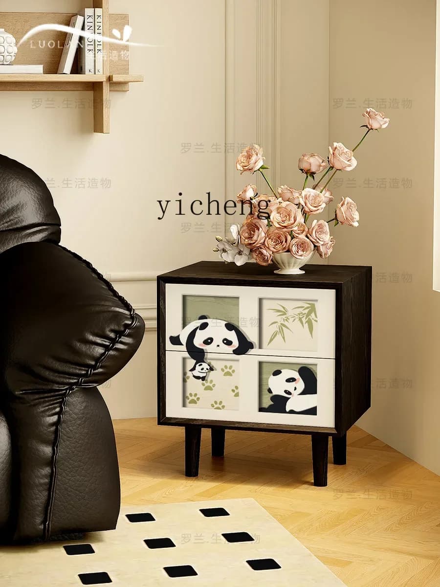 Chinese style cute solid wood bedside table bedroom household storage small cabinet living room corner storage cabinet