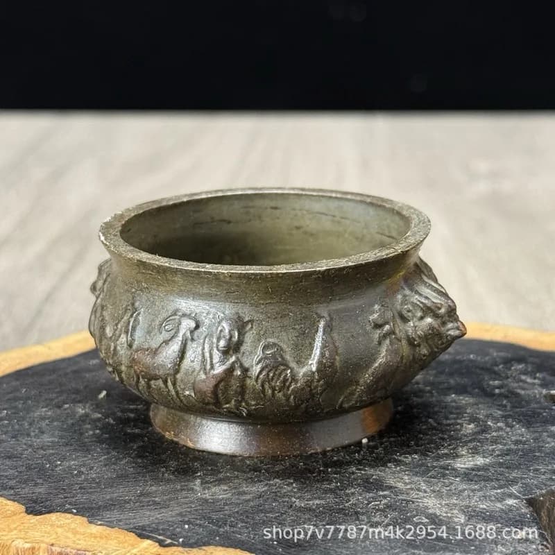 Brass alloy craft item, double-handled twelve zodiac animal incense burner, home decoration ornament
