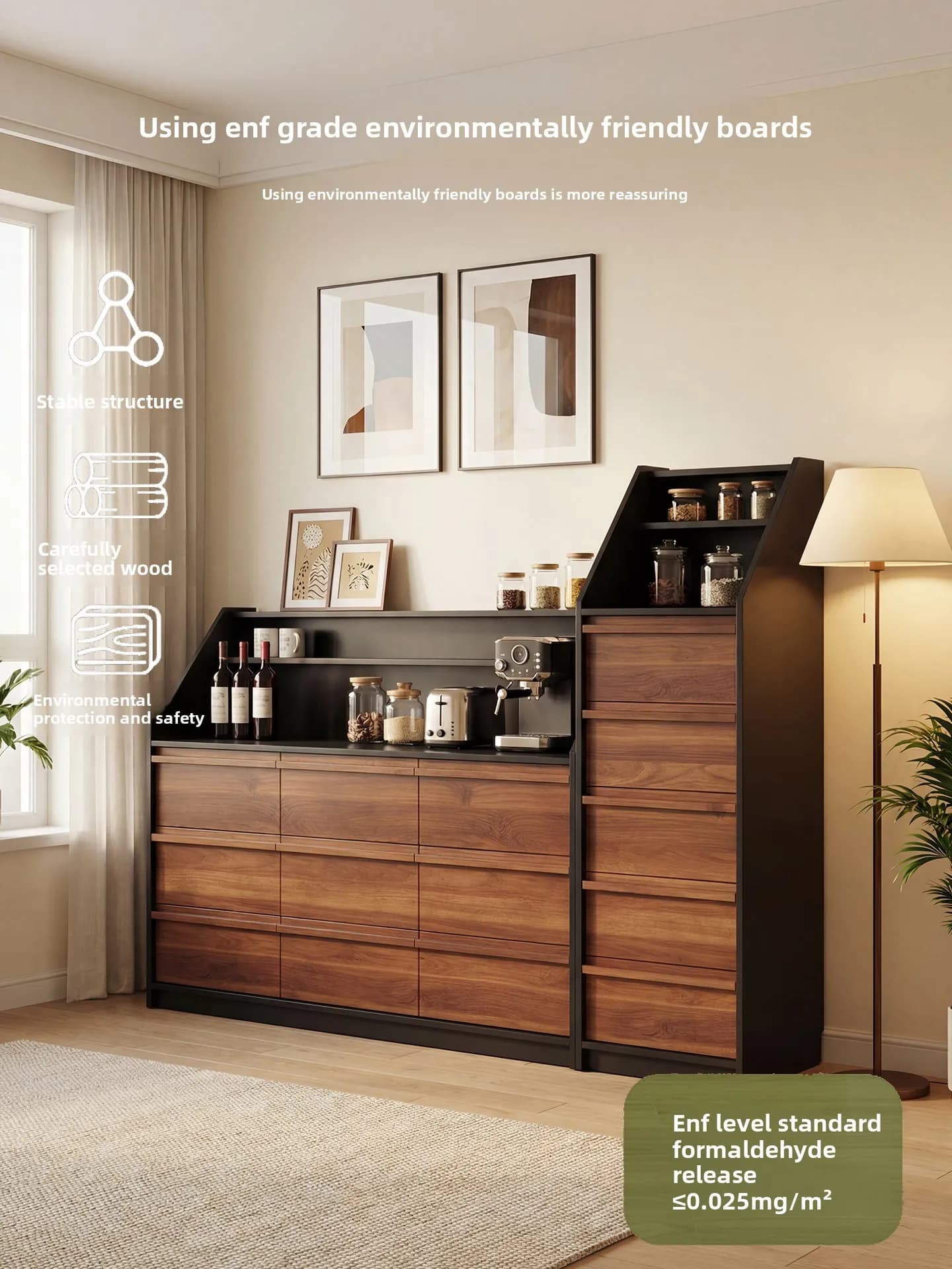 CX medieval style dining side cabinet household tea cabinet living room wall integrated locker