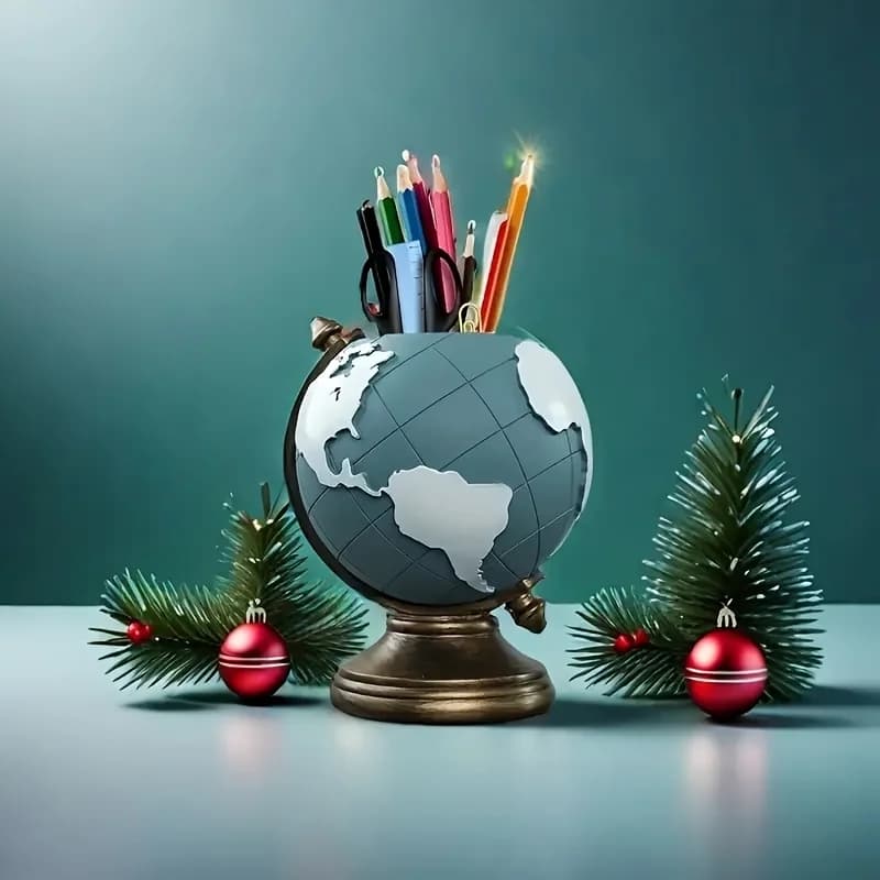 1PC Creative European Style Globe Pen Holder Storage Bucket Ornament for Office And Living Room Decorative Accessory