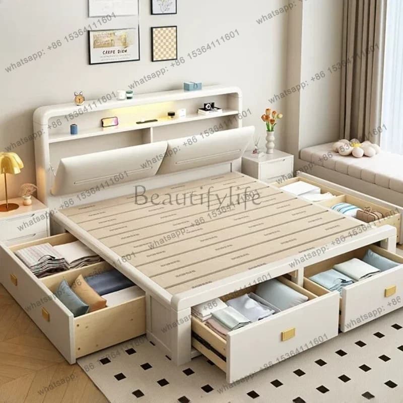 Simple Single Bed Bedroom Luxury Headboards Sleeping Frame Queen Double Bed Children Modern