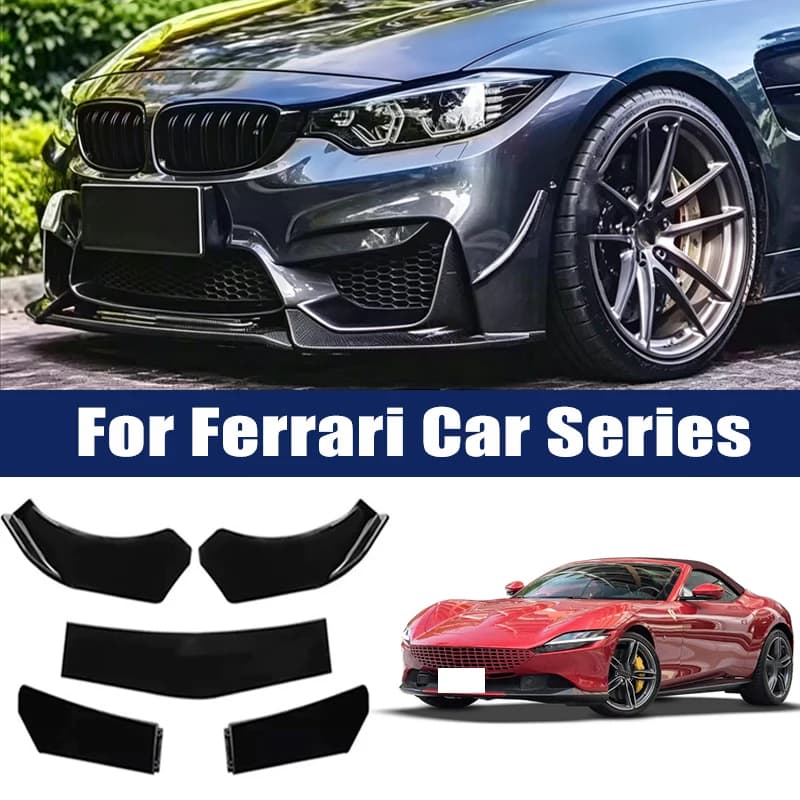 5Pcs ABS Front Bumper Lip Body Kit Spoiler Splitter Canard Trim Exterior Accessories For Ferrari 488 F8 296 812 SF90 Roma