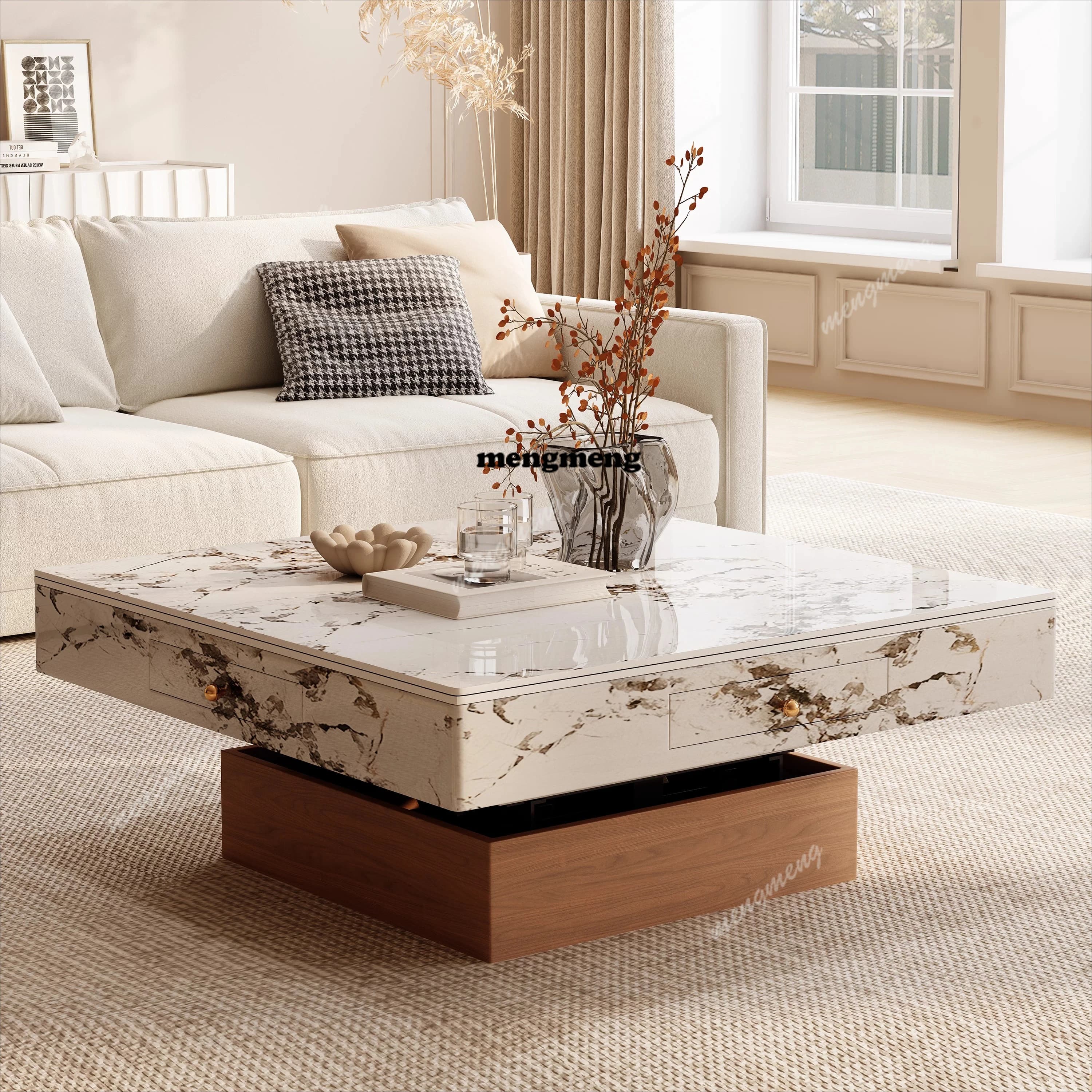 Mahjong table lifting coffee table automatic household dining table dual-purpose integrated multi-function light luxury