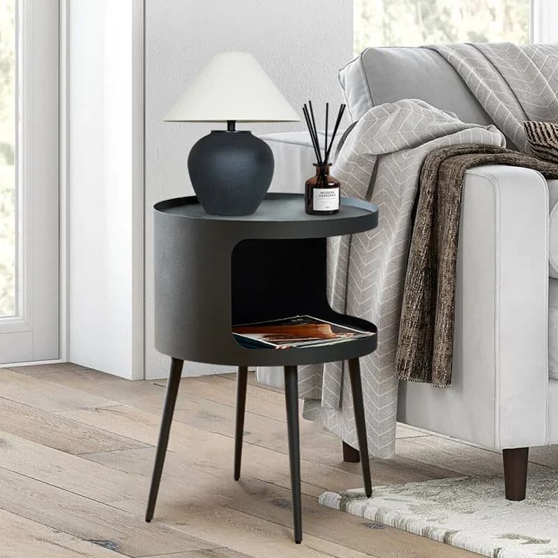 Nordic Style Metal Side Table Scratch-Resistant Bi-Layer Coffee Table Luxury Sofa Side Table Wear-Resistant for Living Room