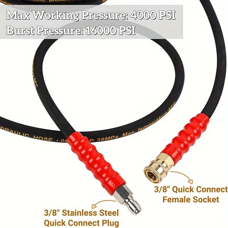 High Pressure 50FT High Pressure Rubber Water Pipe Red Head 3/8 High Pressure Steel Wire Braided Hose Hydraulic Air