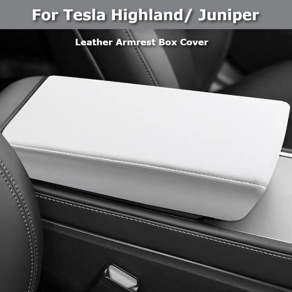 Fit For Tesla Model 3 Highland Model Y Juniper Leather Armrest Box Cover Original Color Rear Screen Frame Protective Cover Pad