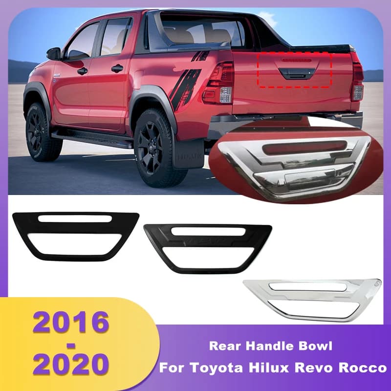 ABS Chrome Black Carbon Tail Gate Trim Tailgate Rear Handle Bowl Cover For Toyota Hilux Revo Rocco 2016 2017 2018 2019 2020 SR5
