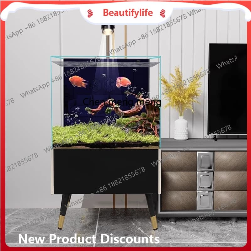 Fish living room ultra-white glass stream tank household small and medium-sized creative landscaping South American