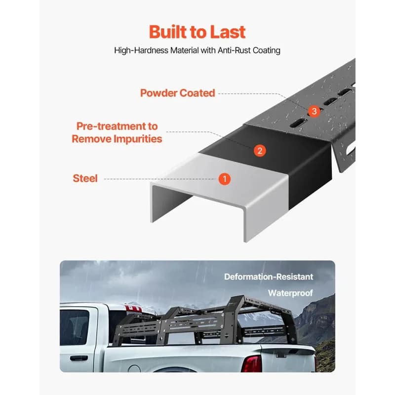 High Quality Adjustable Heavy Duty Off-Road Truck Bed Cargo Rack with Side Rails for Tacoma Ranger Midsize Trucks