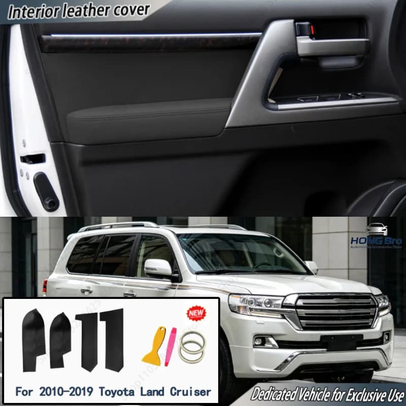 Suitable for 08-21 Toyota Land Cruiser Modified Door Panel Leather Land Cruiser Door Armrest Leather Wrapping 8pcs