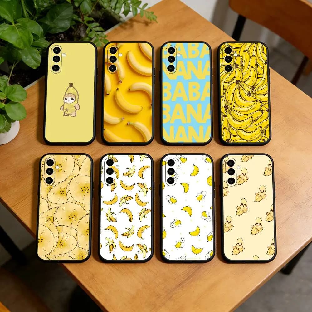 cute banana fruit pattern Phone Case Black Silicone Soft For Samsung Galaxy A73,A72,A71,A70,A53,A52,A51