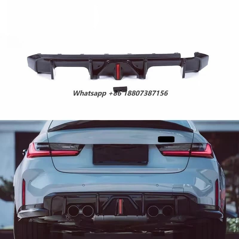 MRD Rear Diffuser Fit for  G80 G82 M3 M4 2021+ Dry Carbon Bumper With LED Light Rear Side Spoiler.