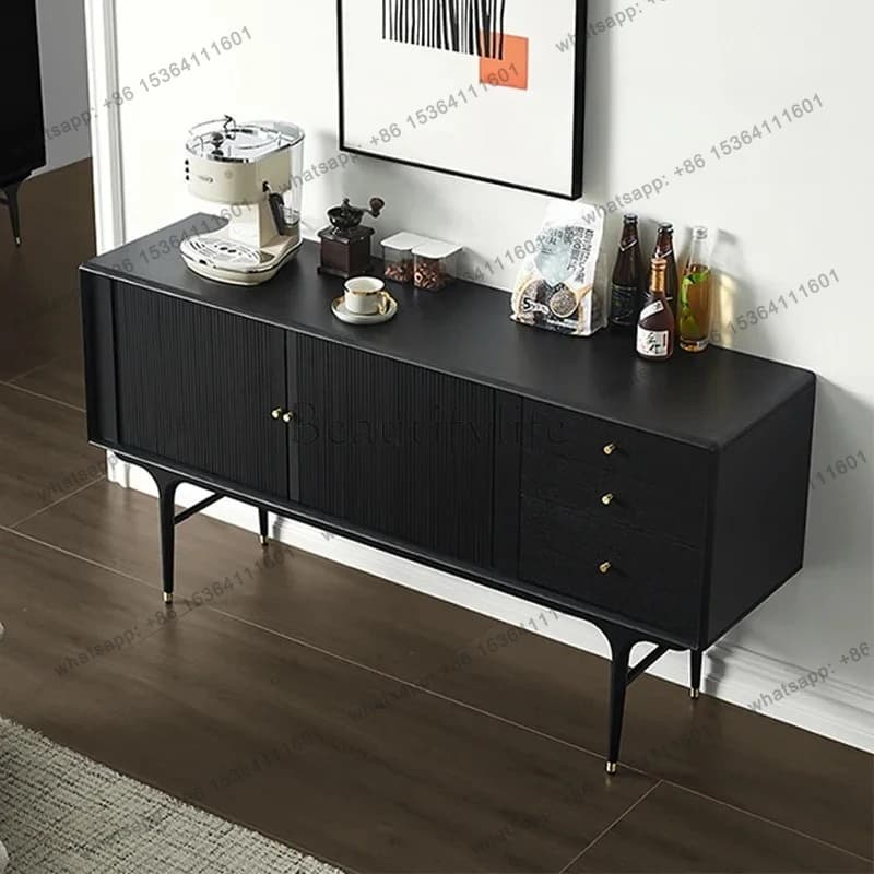 Nordic retro style dining side cabinet modern simple small apartment living room wall solid wood locker tea cabinet