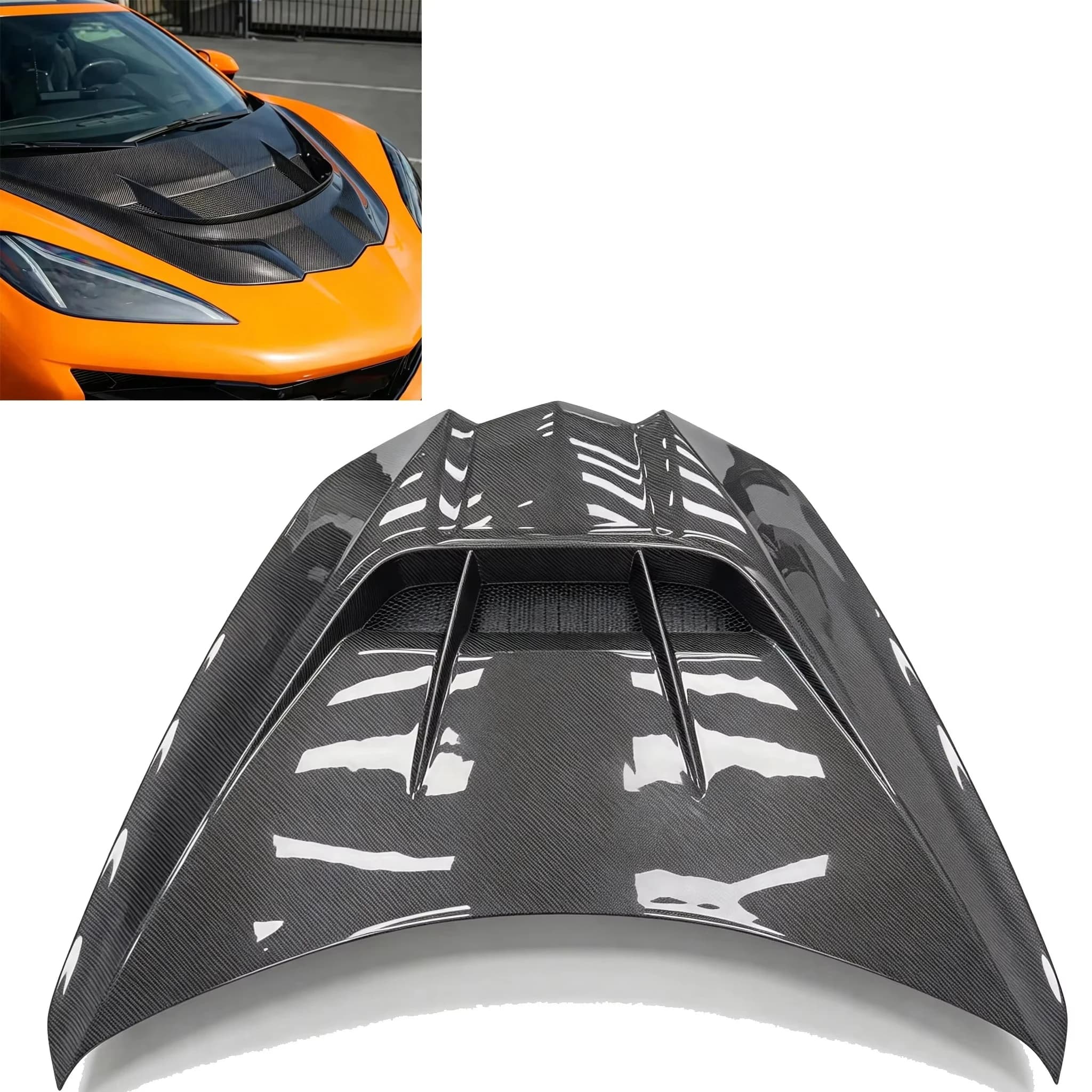 Bolt-on Installation Real Carbon Fiber Engine Hood for Chevrolet Corvette C8 2020-2024  Z06 Direct Replacement Front Bonnet