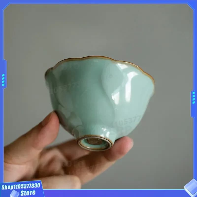 Handmade Dehua Porcelain Teacup Tianqing Ru Kiln Style Kung Fu Tea Bowl Single Master Cup High End Light Luxury Water Cloud