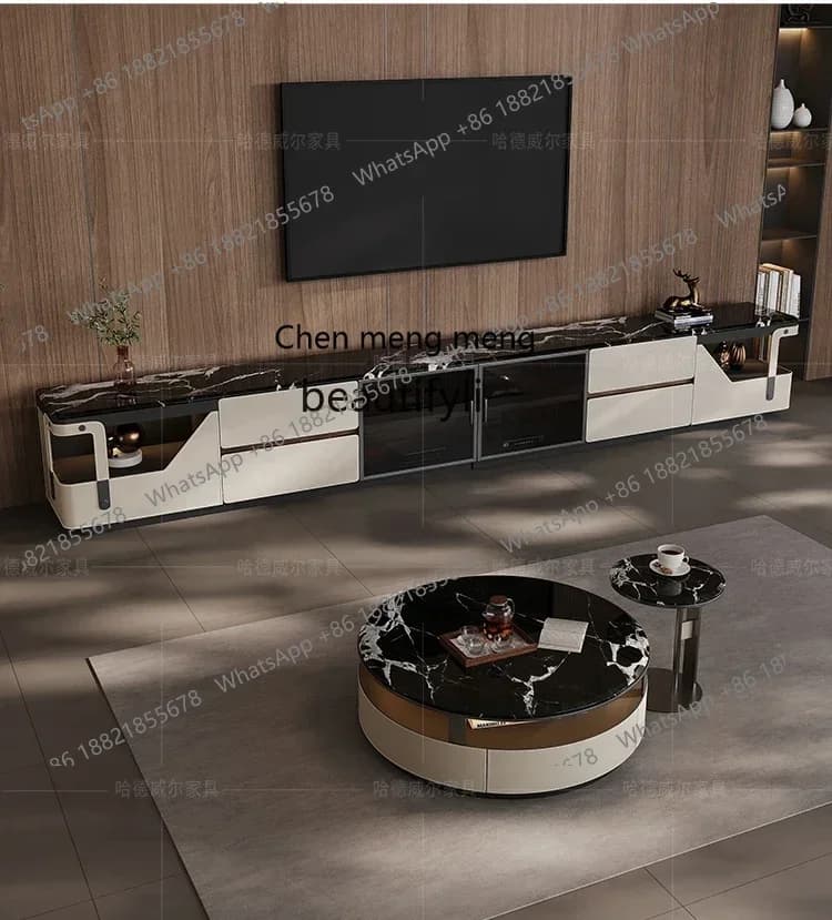 X Italian black natural marble coffee table combination living room home TV cabinet