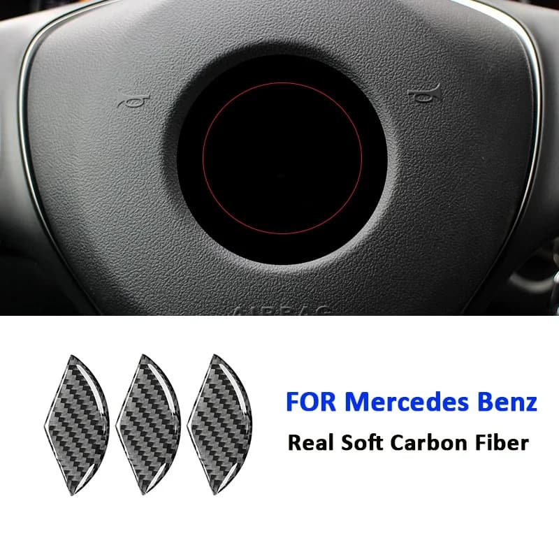 For Mercedes Benz A C E Class GLK GLA ML GL CLA GLC GLE GLS CLS Carbon Fiber Car Steering Wheel Center Emblem Decoration Sticker