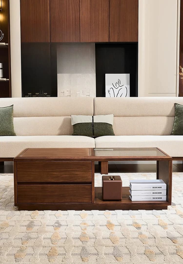 DSA ebony solid wood coffee table modern new Chinese home living room high-end furniture simple black walnut color coffee table