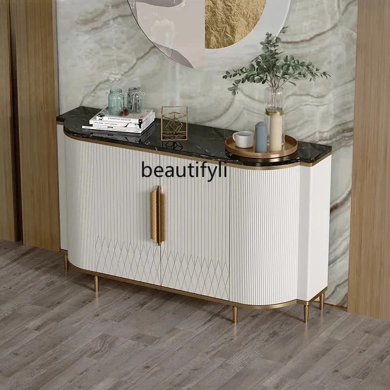Light luxury dining side cabinet Home dining room Wall decoration locker Living room Marble porch cabinet