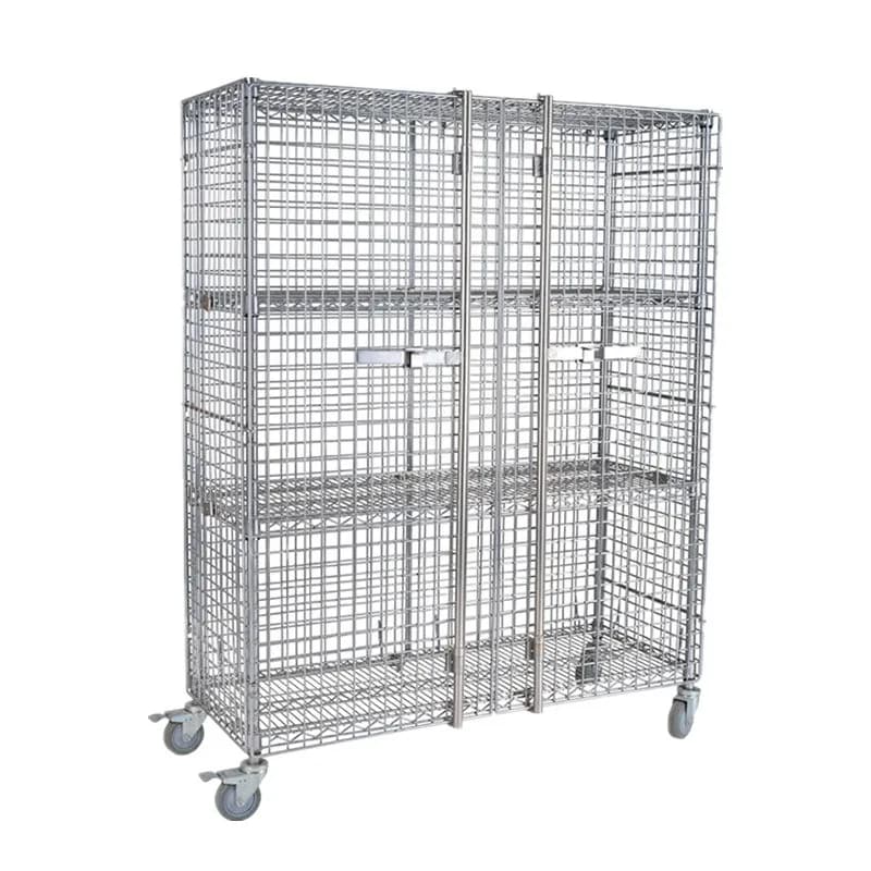 Customized grid warehousing Logistics turnover cage car Mobile shelf Door seine car