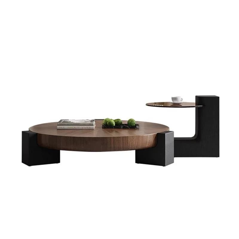 LMM living room Italian minimalist solid wood pattern coffee table combination round small apartment tea table