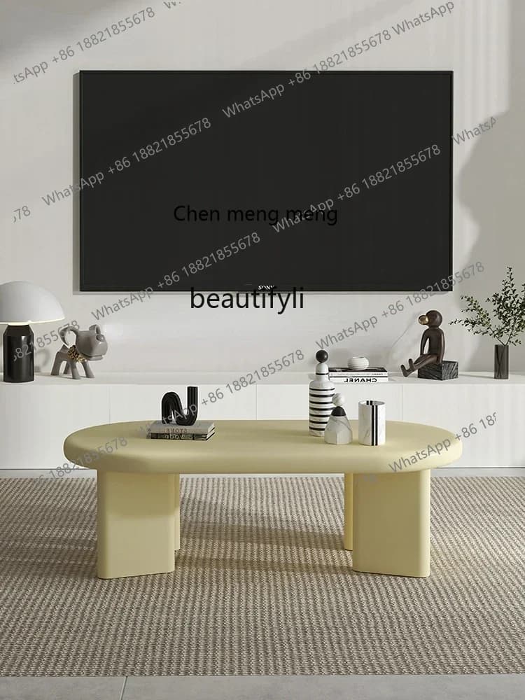 cn8350 LHY zq Oval Coffee Table Nordic Multi-Functional Living Room Tea Table Simple Modern Tea Table Combination Small Apartmen