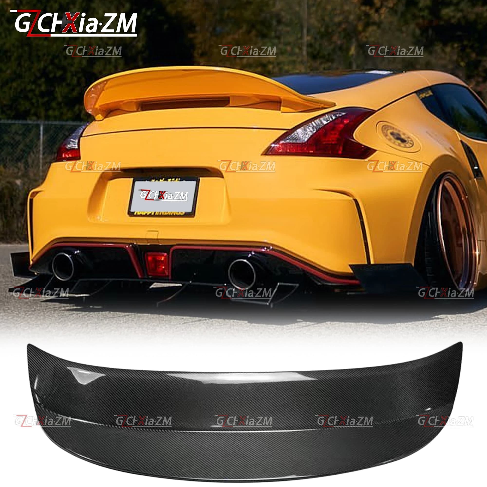 For 2008-2019 Nissan 370Z Z34 Upgraded AJT Style Rear Spoiler Trunk Cover Carbon Fiber Material Diffuser Wing Aerodynamic Kit