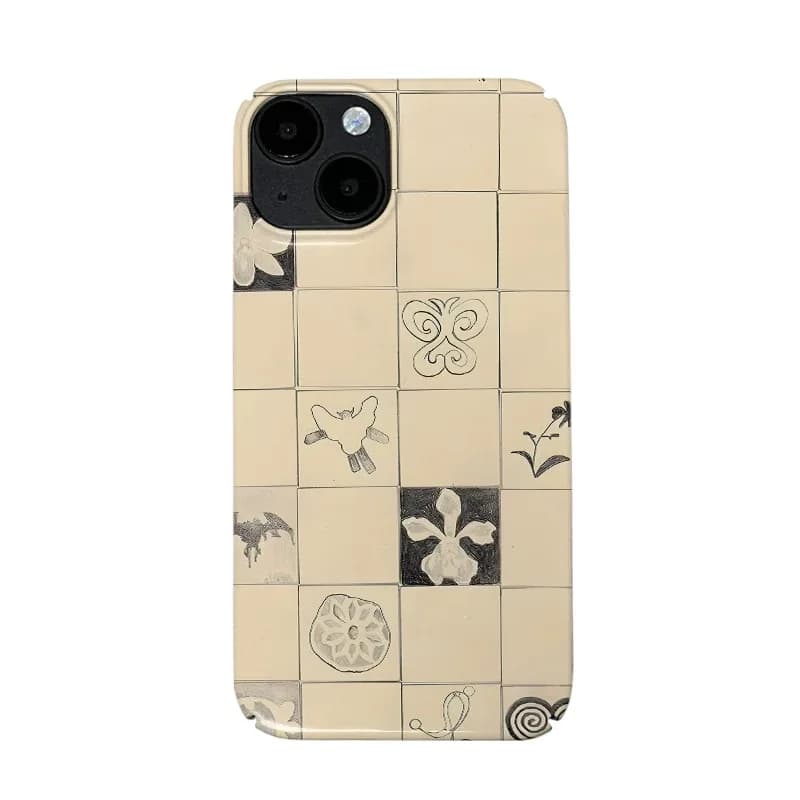 Yellow Grid Illustration Art Phone Case for IPHONE 17 Air 16E 15 PROMAX 14 Plus 13 12 MINI 11 PRO 16Plus XR Acrylic Phone Cover