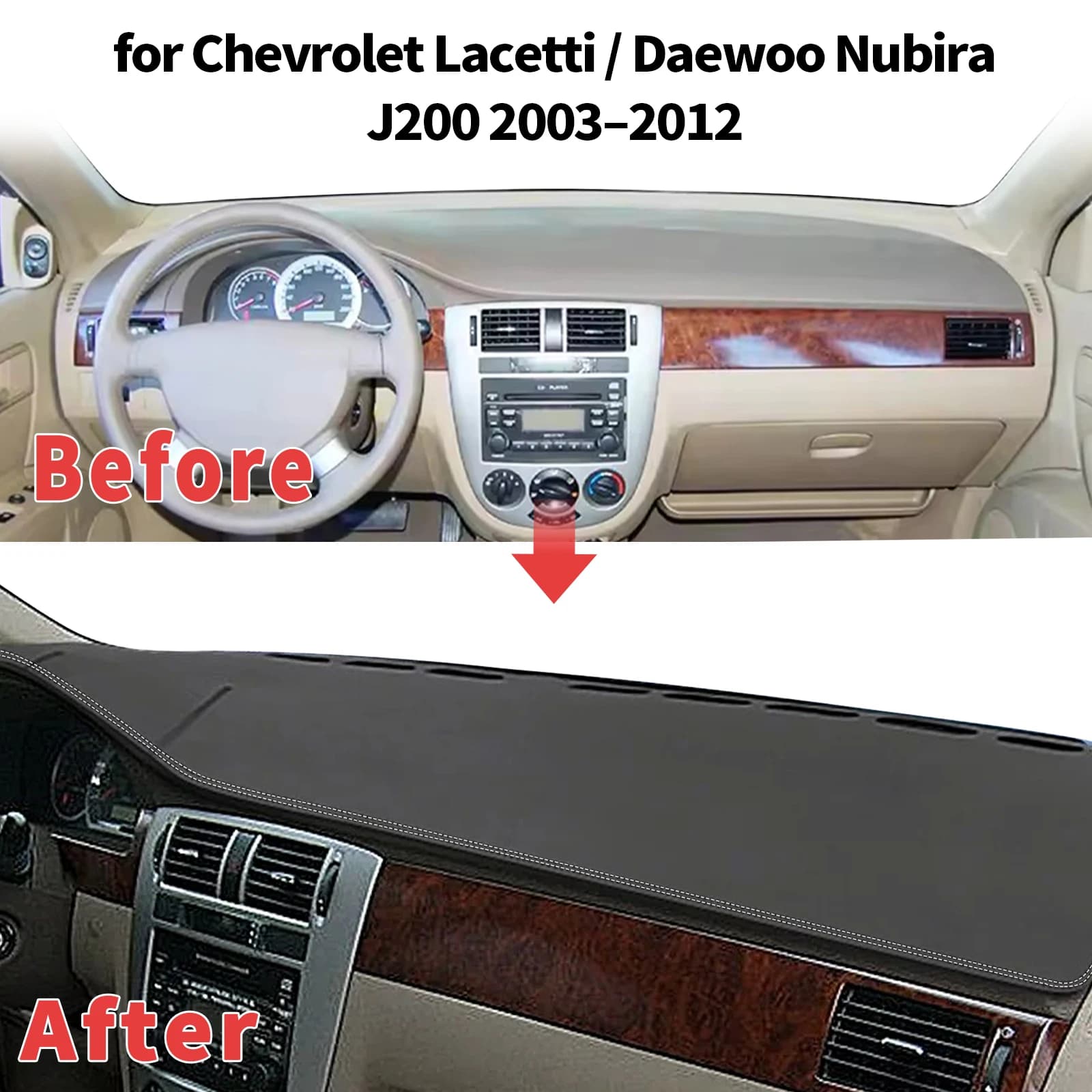 for Chevrolet Daewoo Lacetti Nubira GM J200 Dashboard Cover Protector Dashmat Anti-Glare UV Block Carpet Mat Automotive Dash Mat