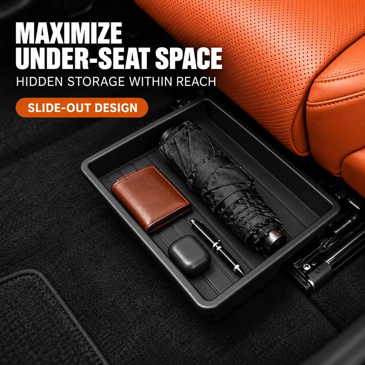 Car Under Seat Organizer Box Universal Removable Storage Case for Seat Bottom Interior Accessories