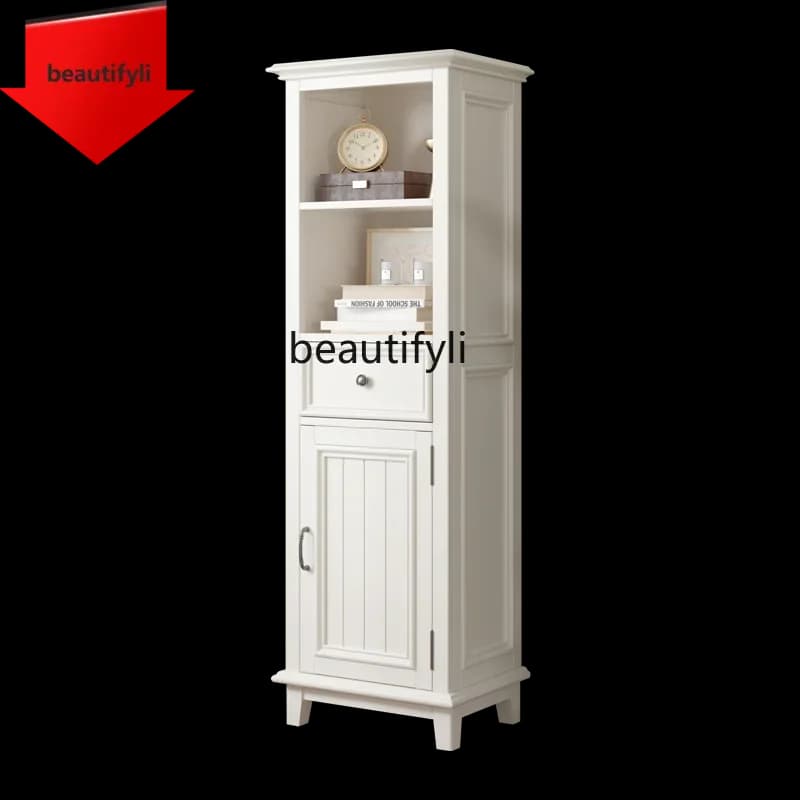 K185 American-Style Solid Wood Wine Cabinet Ivory White Storage Cabinet Living Room Simple Ash Wood Complete TV Cabinet