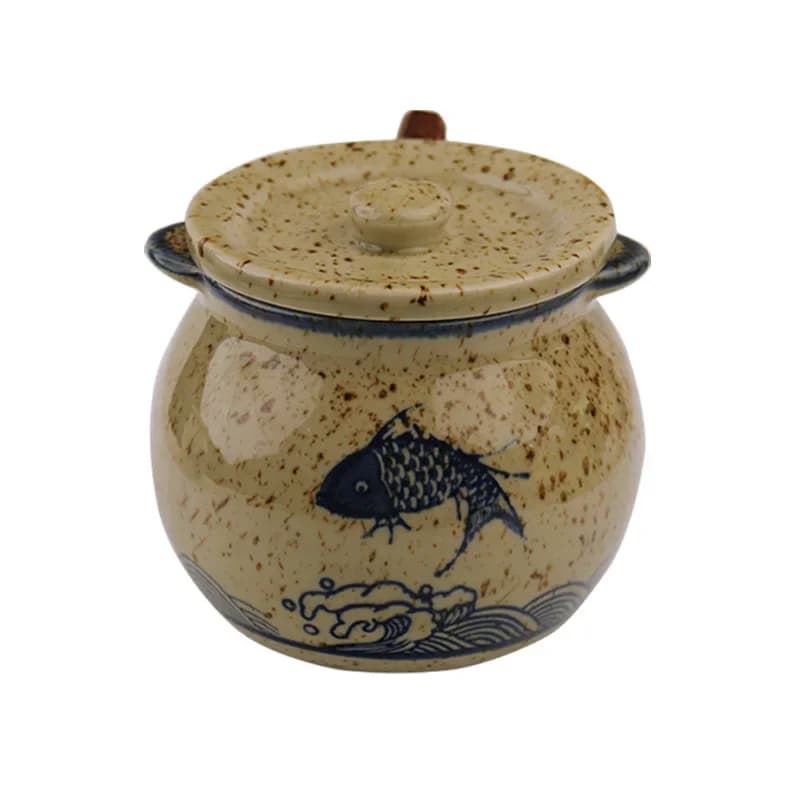 Japanese lard tank, ceramic high temperature resistant oil splashed chili, household kitchen salt seasoning jar