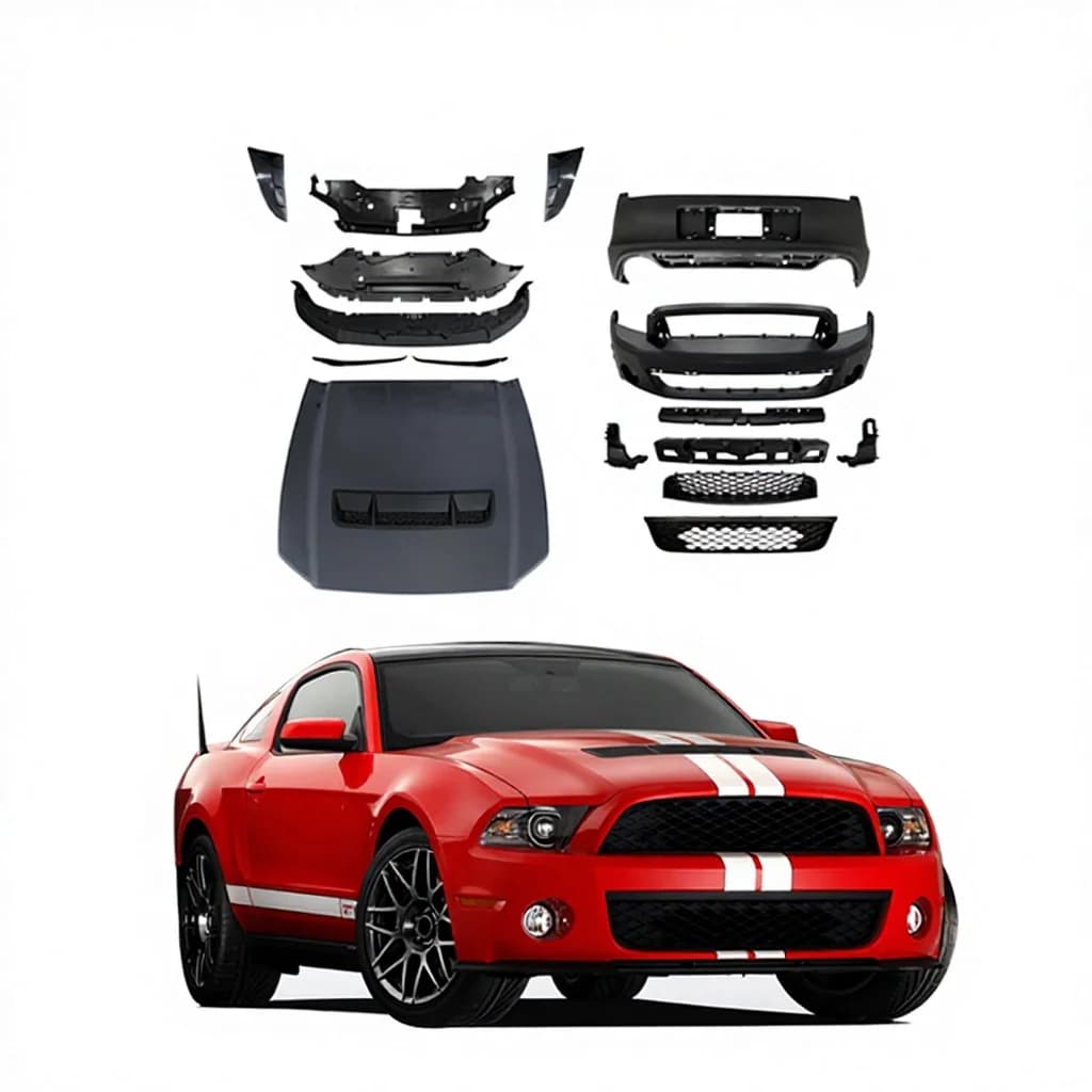 2013-2014 PP Material Cars Accessories for Ford Mustang Upgrade GT500 Front Bumper Rear Bumper Hood Conversion Kit