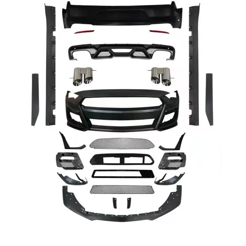 For  Mustang 2015-2020 Car GT500 Style Front Rear Bumpers Kit Aggressive Look Facelift Body Kits Set