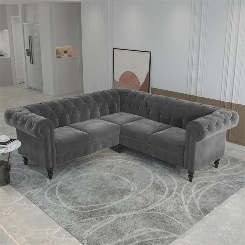 Wooden Armrest Stainless Steel Leather Sofa Retail Frame