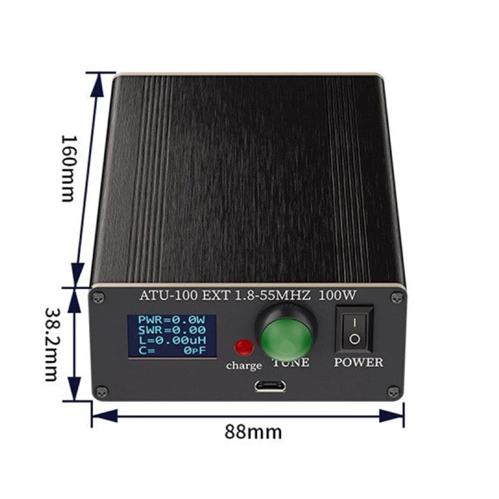 0.96inch OLED ​Automatic Antenna Tuner ATU-100Pro 1.8-55MHz 120W Fast Tuning Metal Shell for Ham Radio Outdoor Communication