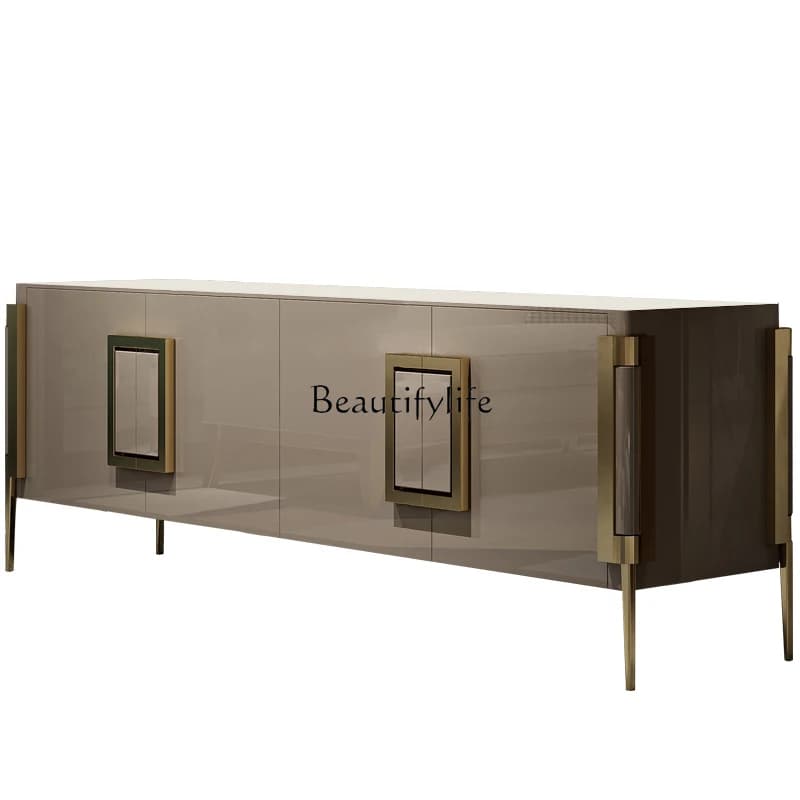 Light luxury living room TV cabinet American solid wood modern simple stainless steel decorative cabinet