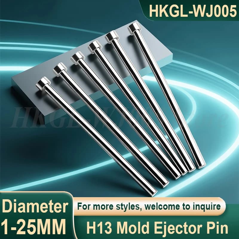 Dia 1-25mm Vacuum Nitriding H13 Mold Ejector Pin Full Hard SKD61 Mold Ejector Pin Die Thimble Straight Ejector Push Rod
