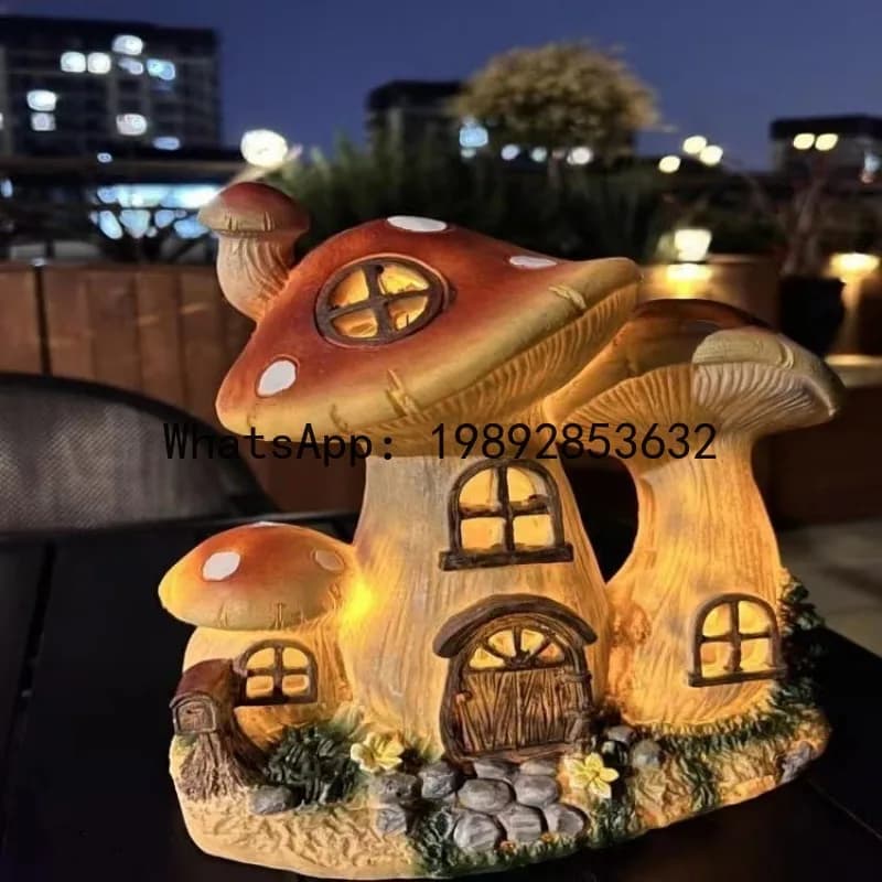 ZZ Outdoor Waterproof Villa Garden Garden Decoration Light Home Balcony Decoration Solar Mushroom House Light Resin