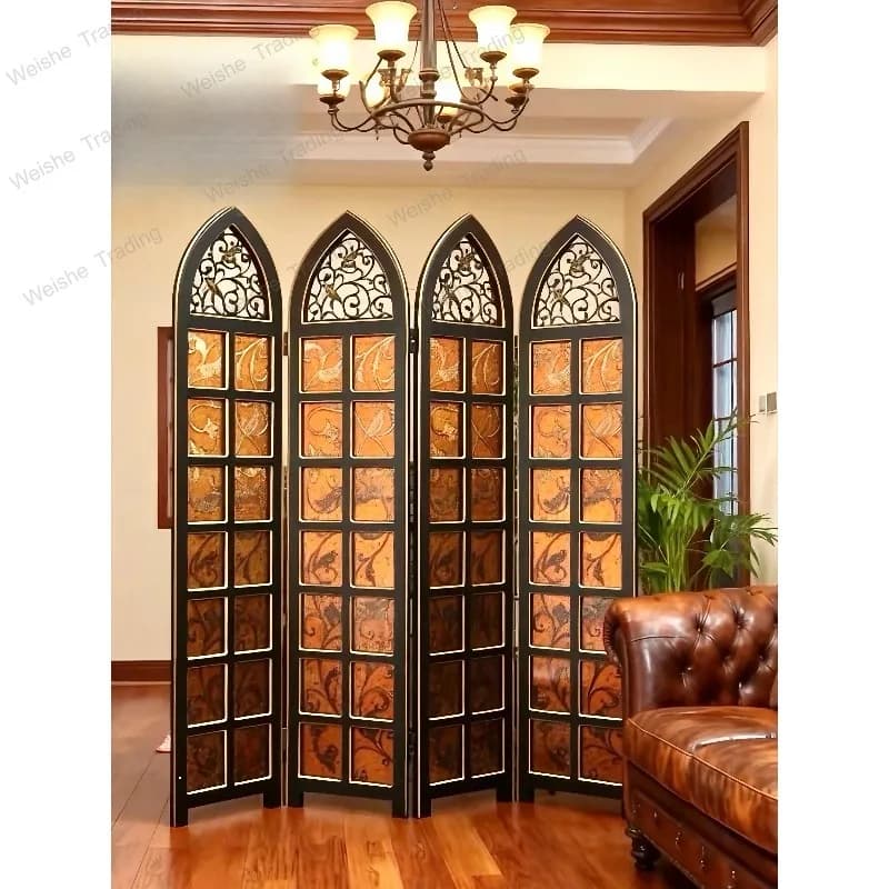 Screen partition, living room entrance, medieval blocking, folding mobile glass screen