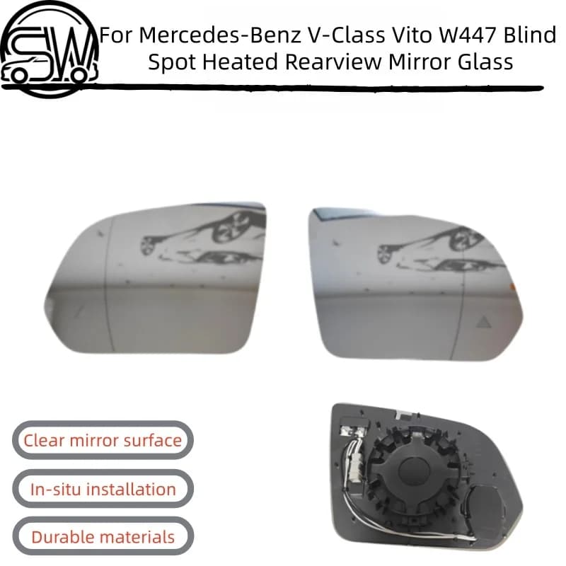 For Mercedes-Benz V-Class Vito W447 2016-2023 Blind Spot Heated Rearview Mirror Glass